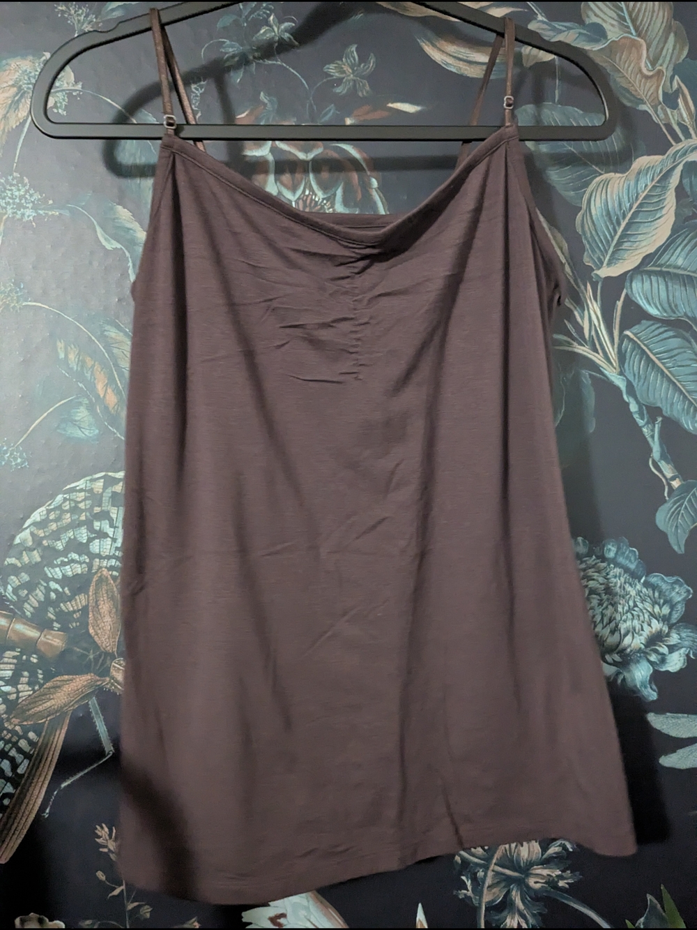 Hillard & Hanson Chocolate Brown Cami Tank Top With Adjustable Straps XL